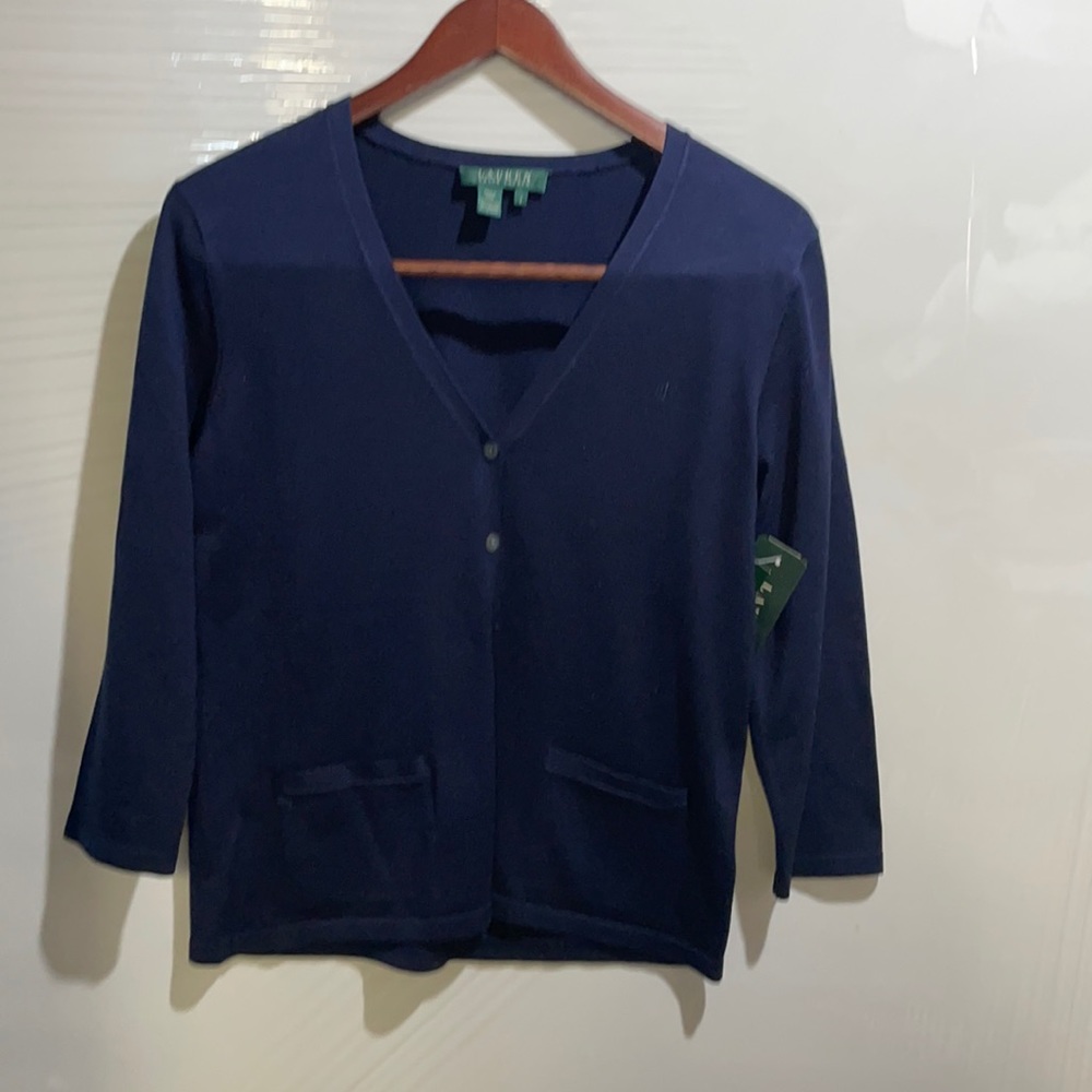 Lauren Ralph Lauren mostly silk sweater with pockets.